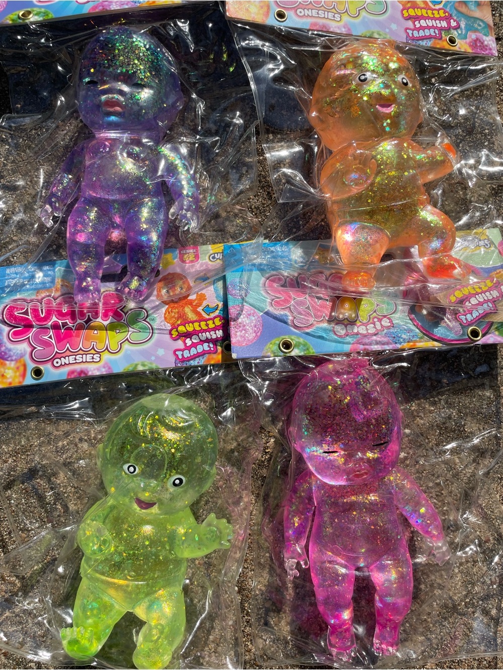 4 Pack - Sugar Swaps Glitter Onesie Assorted (Purple, Orange, Green, Pink) NEW!